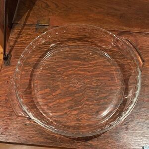 VTG Anchor Hocking Fire King Ovenware 10 in Clear Glass Pie Dish Made in USA